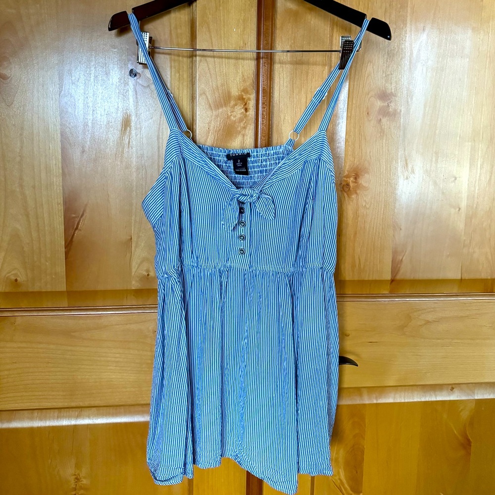 Torrid Babydoll Cami With Bow Detail & Shirring. Size 2, Blue/White Stripe. NWOT
